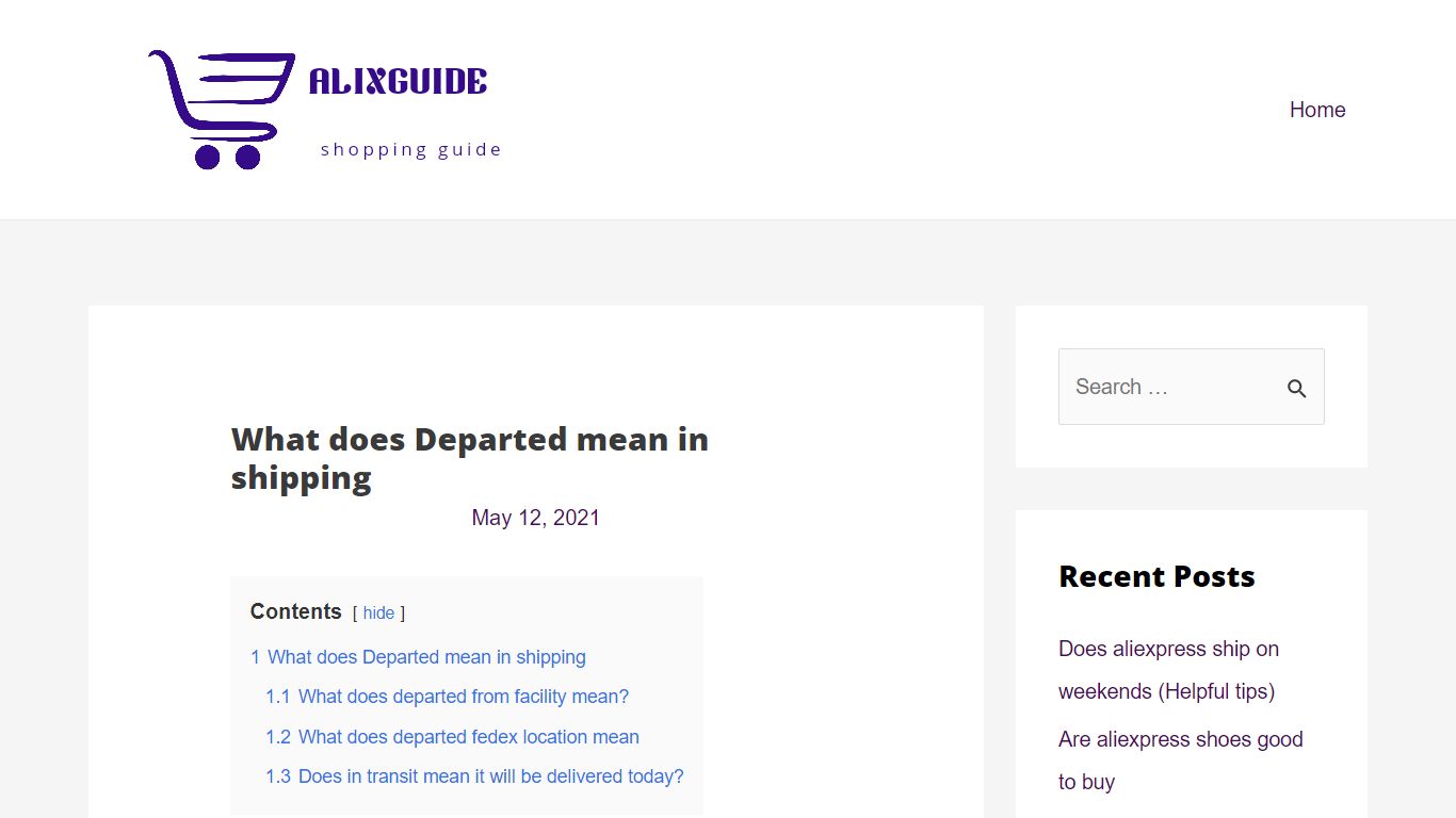 What does Departed mean in shipping - Alixguide